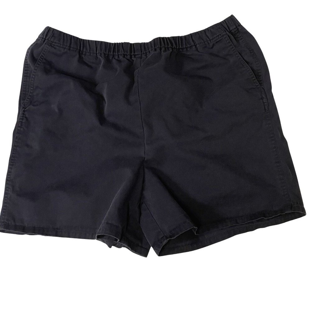 Vintage Lands End Shorts Womens 16 Navy Blue Black Outdoor Preppy Mom Ladies